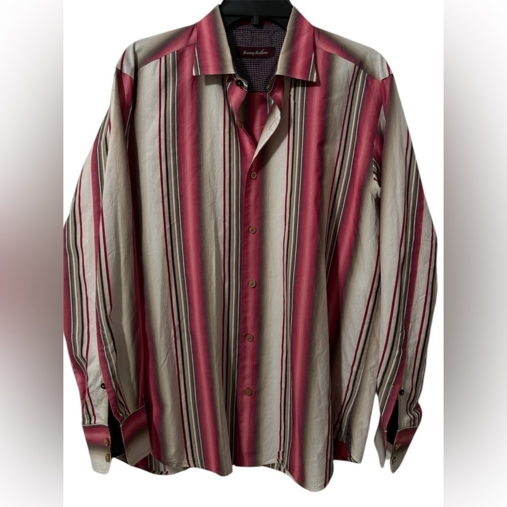 Tommy Bahama Men’s Cotton/Silk Flip Cuff Long Sleeve Button Down Shirt Medium